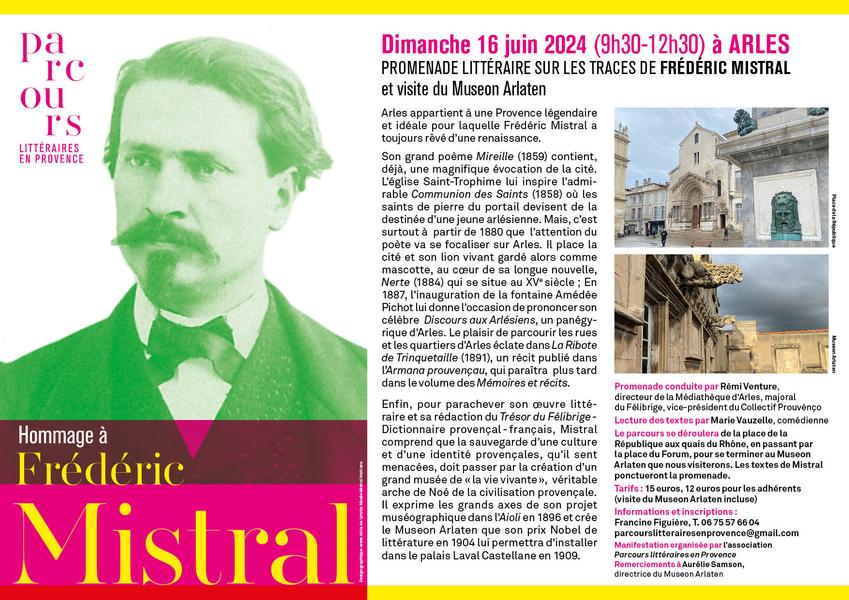 Sur les traces de Frédéric MISTRAL à ARLES, le 16 juin : promenade littéraire et visite du Museon Arlaten