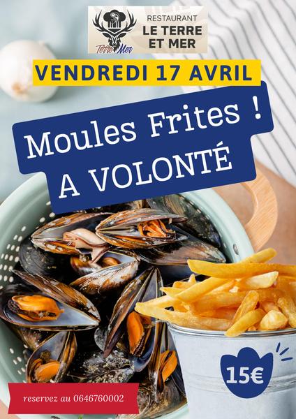 Moules frites à volonté au restaurant Terre Mer !