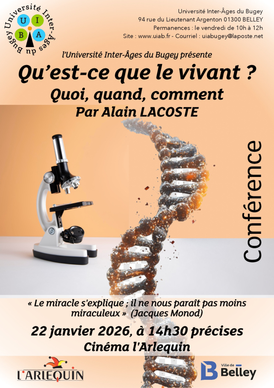 Conférence de l'UIAB : "Qu'est ce que le vivant"_Belley