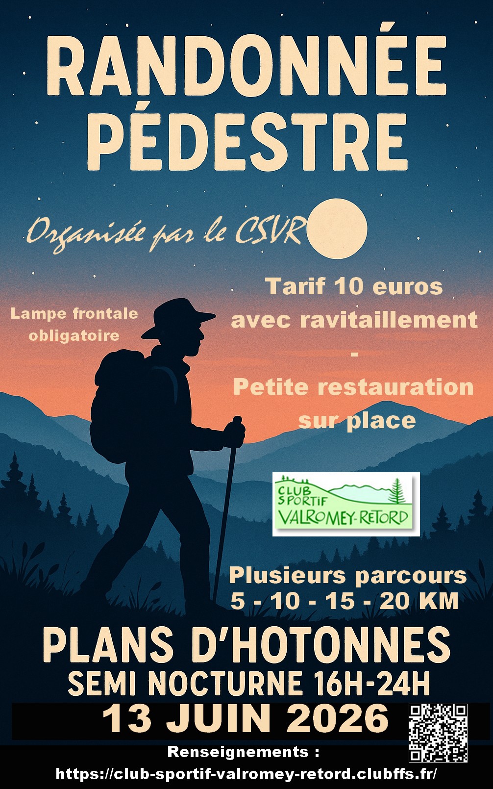 Randonn�e p�destre semi-nocturne aux Plans d'Hotonnes