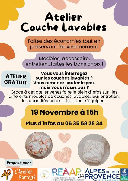 Atelier couches lavables Le 19 nov 2024