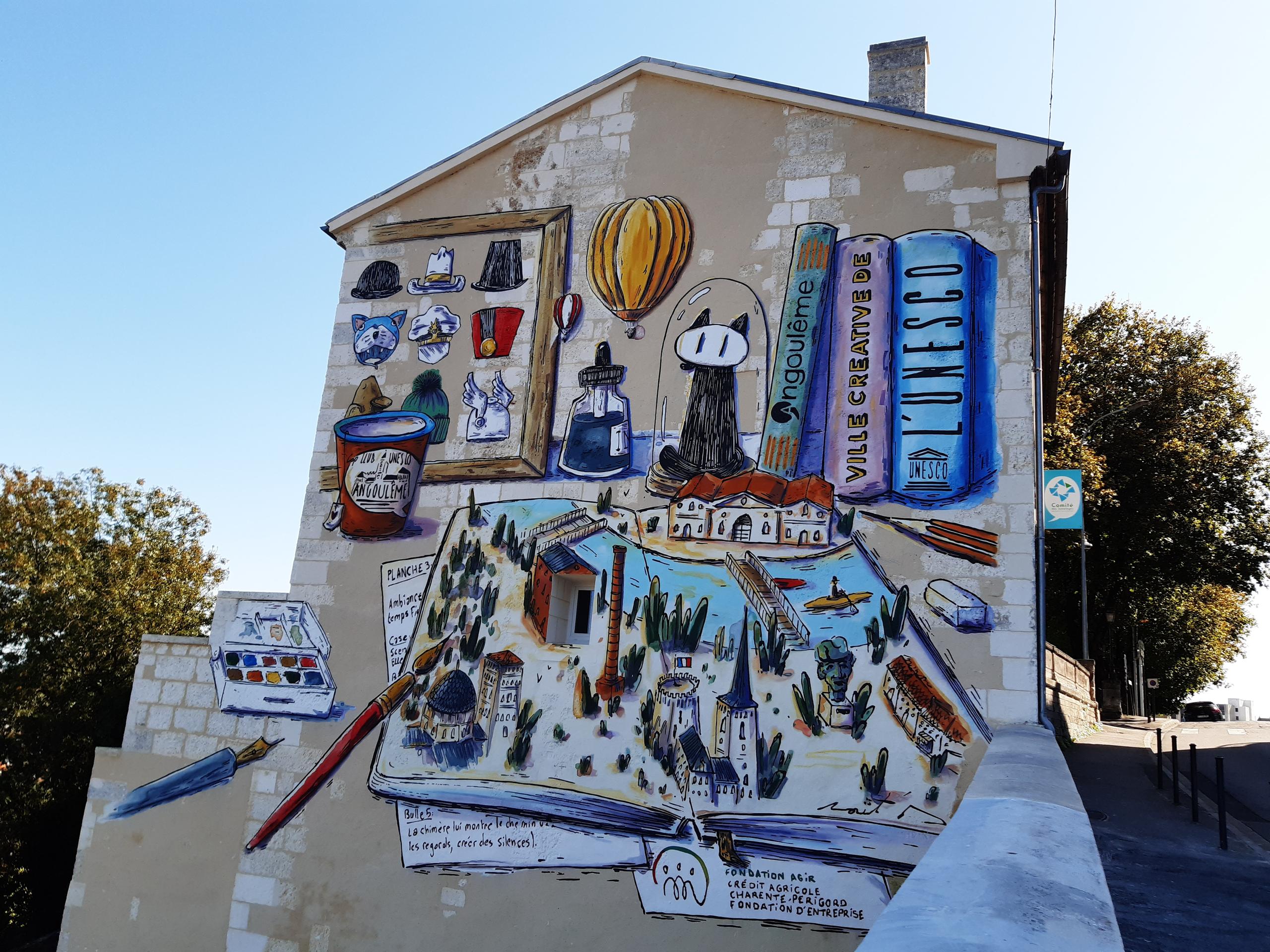 Mur peint "Angoulême, toute une histoire"