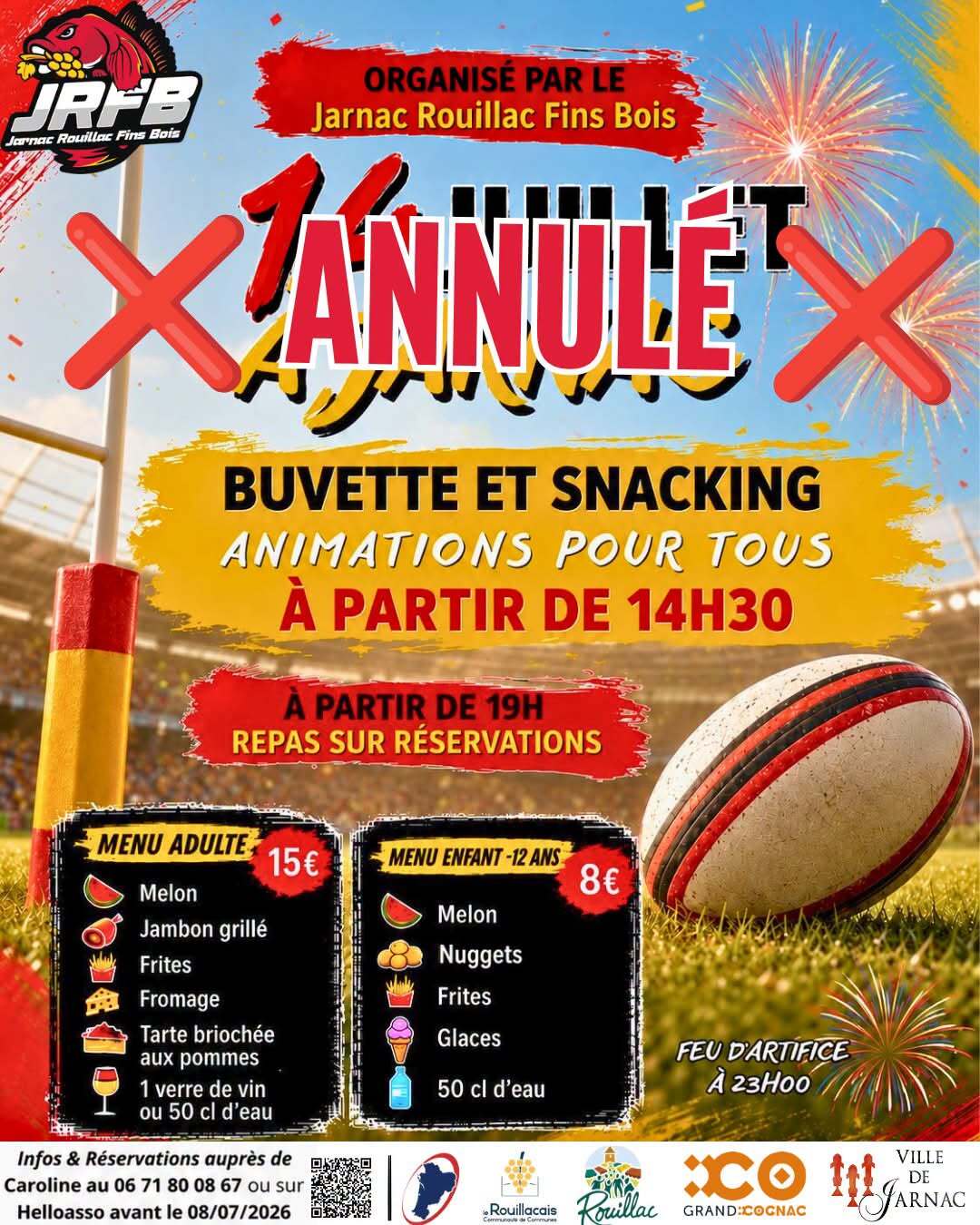 ANNULÉ - 14 Juillet à Jarnac | Jarnac Rouillac Fins Bois