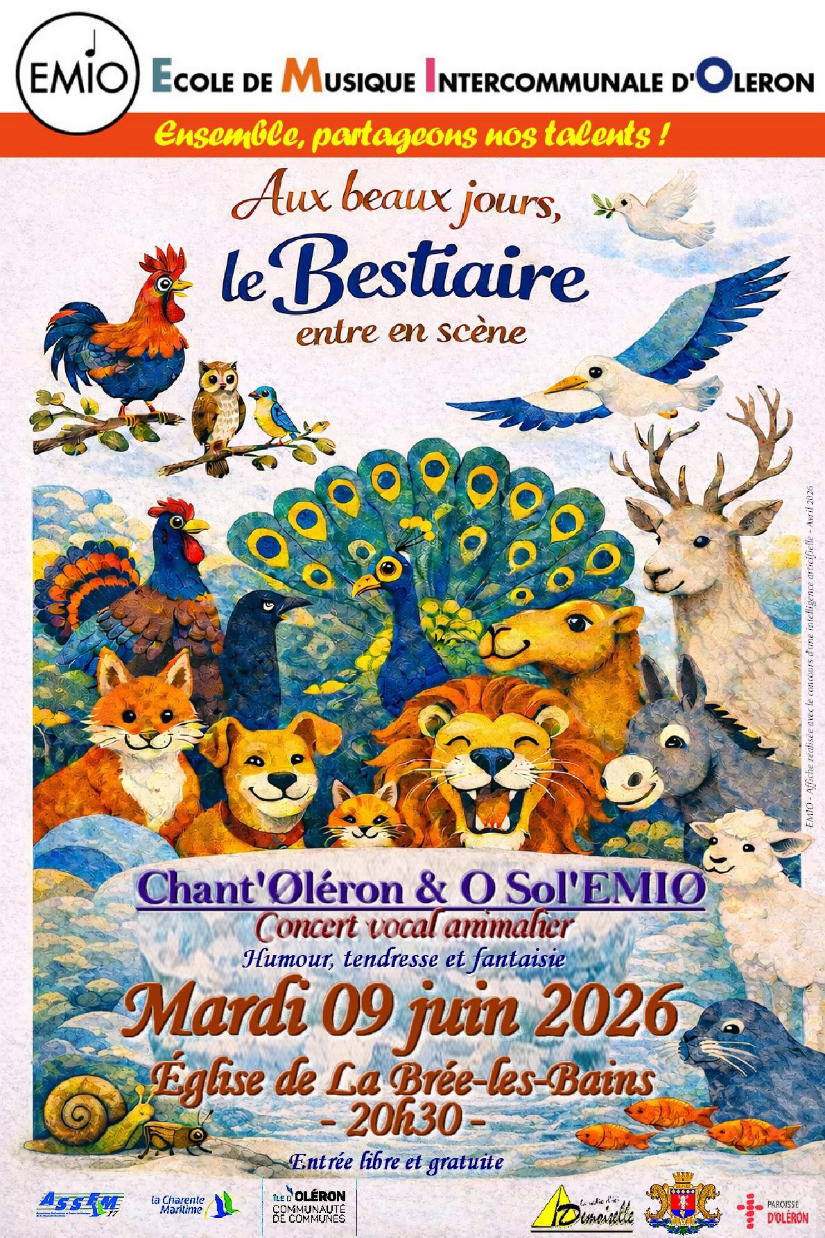 Concert vocal des chorales Chant'Oléron et O Sol'EMIO de l'école de musique intercommunale de l'île d'Oléron