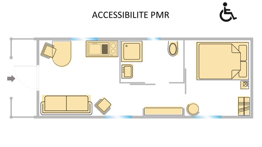 Plan de la roulotte Dahlia
Accessibilité PMR