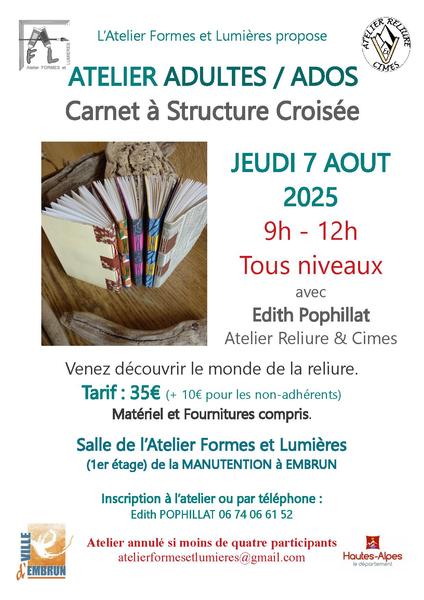 - © Atelier Formes et Lumières reliure adultes ados - © Atelier Formes et Lumières