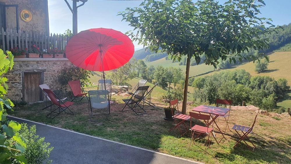 Gîte - 4 personnes - au Grand Peisselay à VALSONNE en Haut Beaujolais : le jardin. 