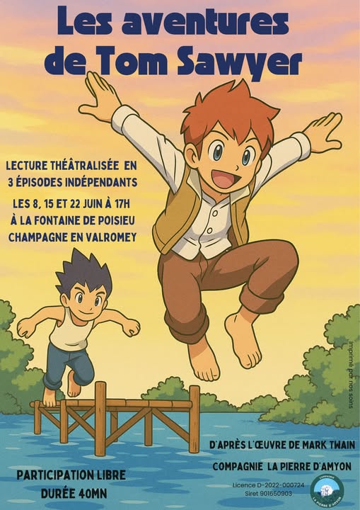 Lecture théâtralisée "Les aventures de Tm Sawyer" à la fontaine de Poisieu_Champagne-en-Valromey