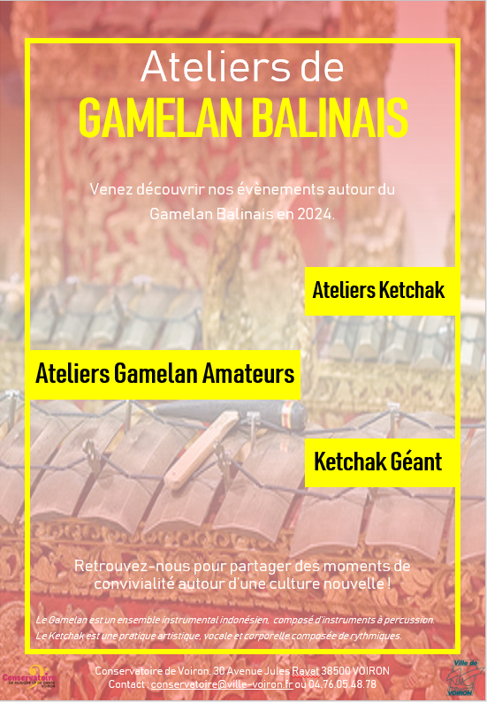 Ateliers amateurs : Gamelan Balinais