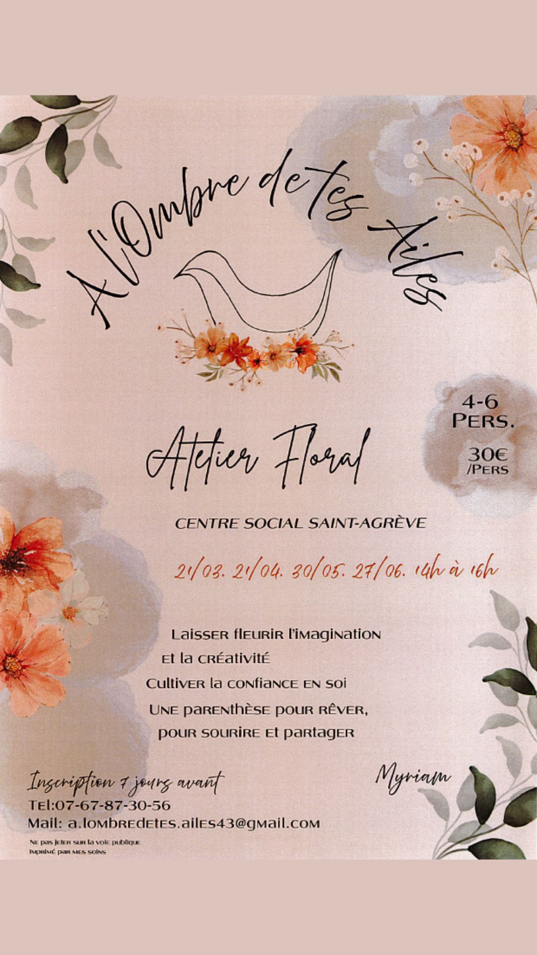 À l'ombre de tes ailes - Atelier floral