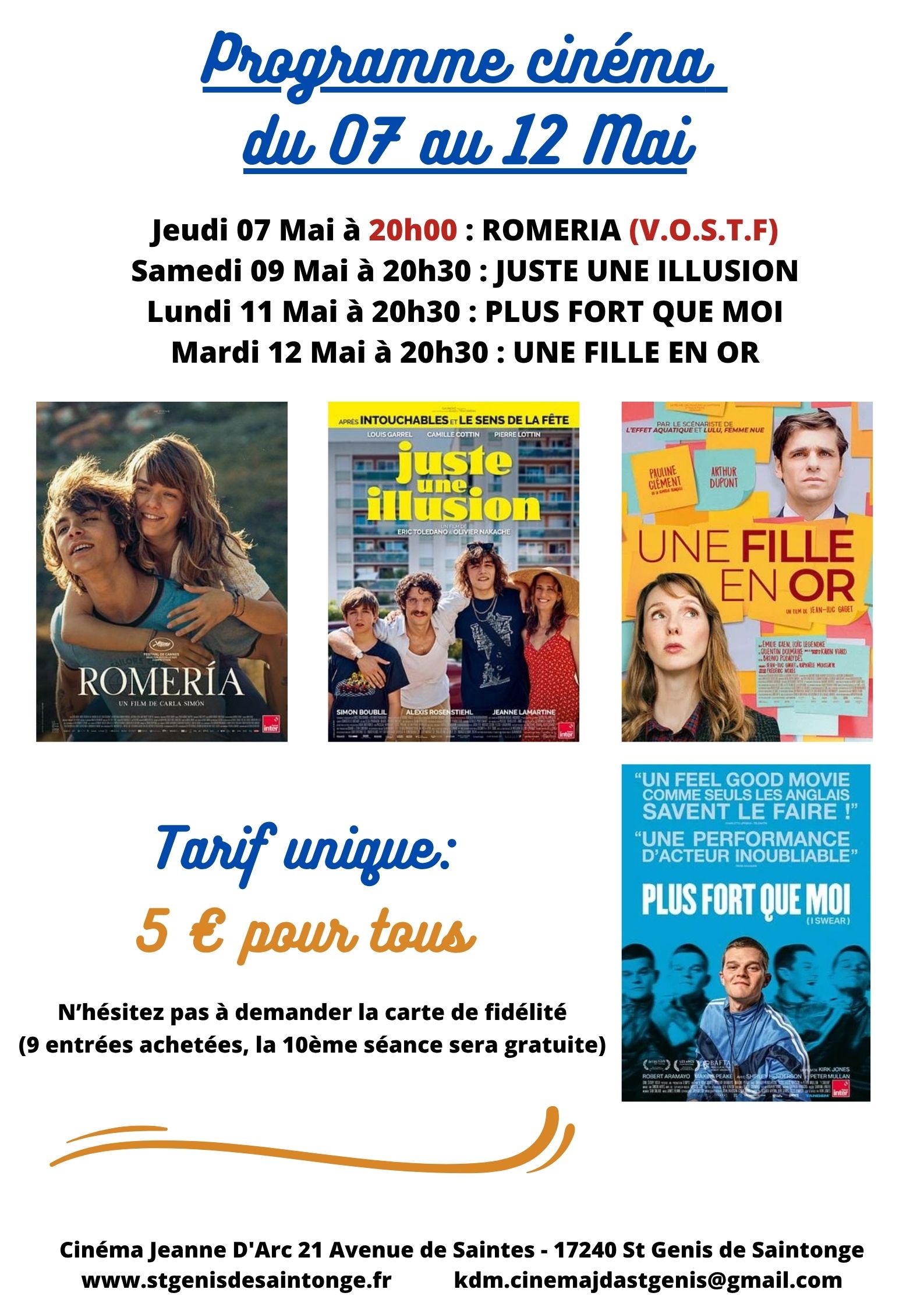 Programme Cinéma du 07 au 12 Mai