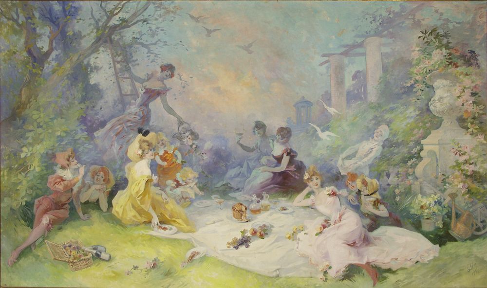 Jules Chéret, Le déjeuner sur l'herbe, 1904, huile sur toile. Musée des Beaux-Arts Jules Chéret