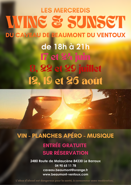 Affiche Mercredis Wine & Sunset