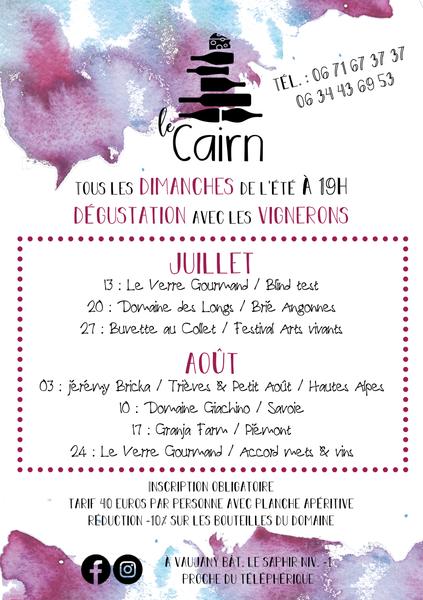 Dégustation de vins au Cairn