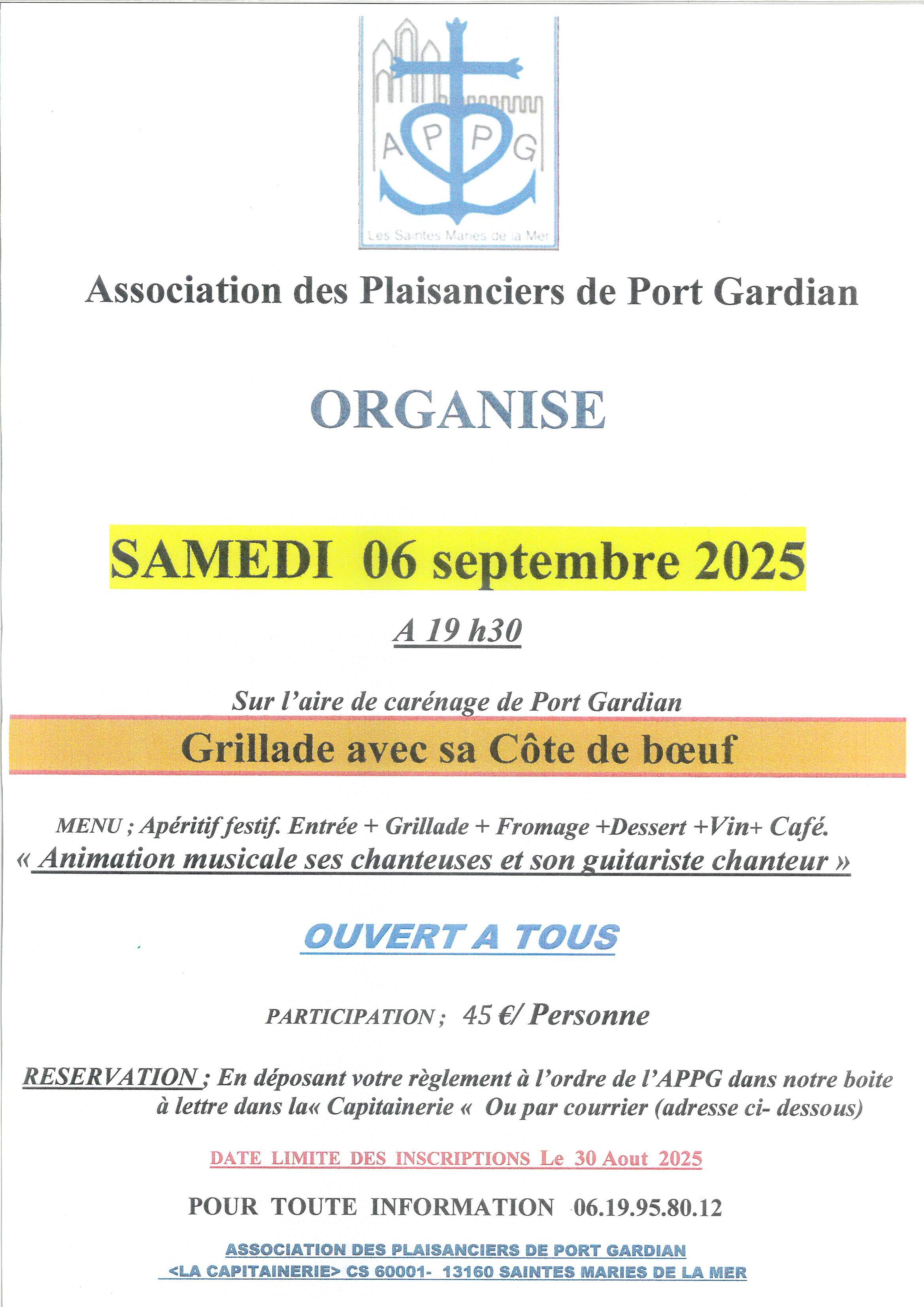 Soirée grillade de l’association des plaisanciers au Port Gardian