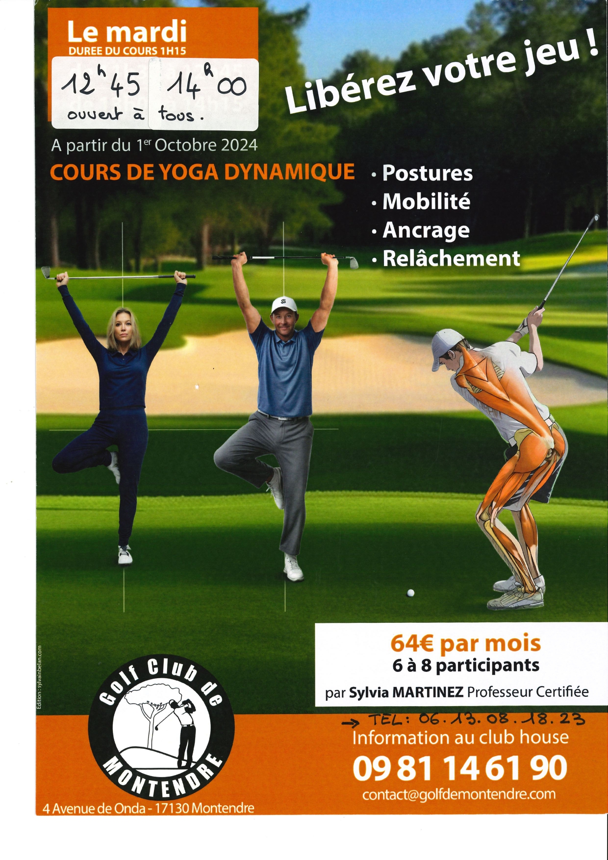 Cours de yoga dynamique au golf