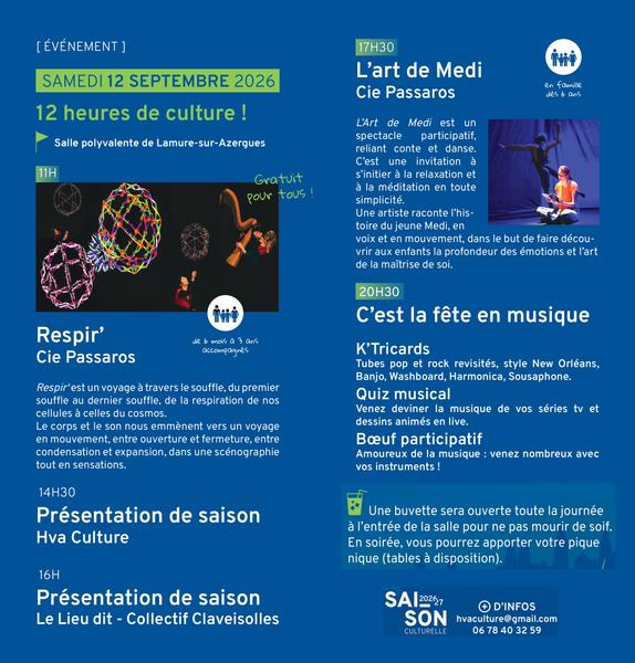 12 heures de Culture gratuites pour présenter sa saison 2026/2027