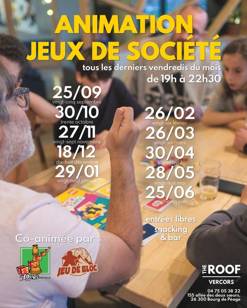Soirées Animation Jeux de Société à The Roof Vercors
