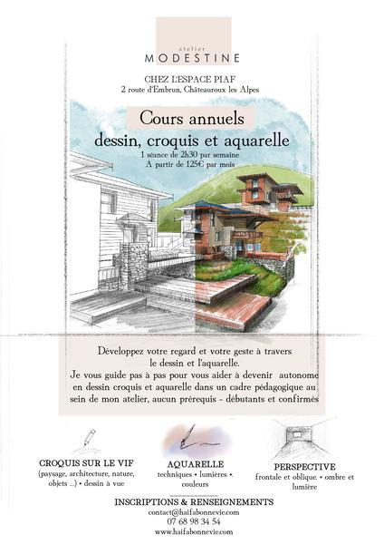 Cours annuels dessin, croquis et aquarelle