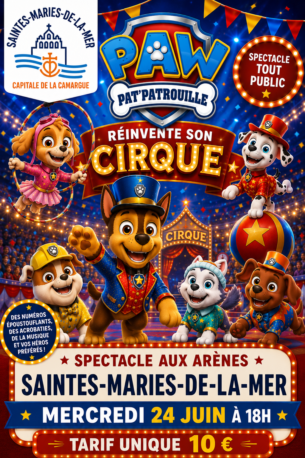 Spectacle aux arènes. ” Paw Pat Patrouille réinvente son cirque”