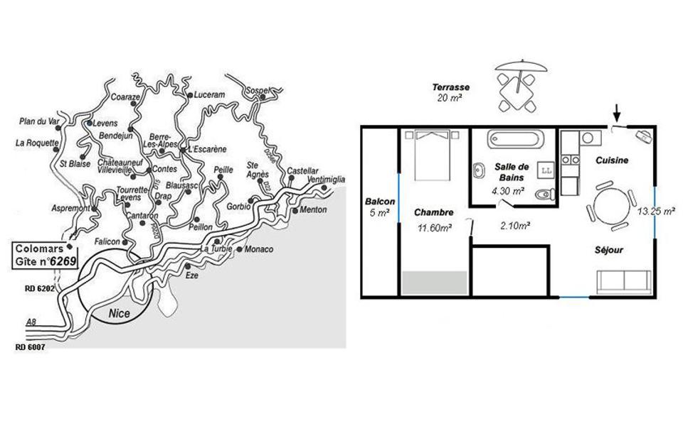 Gîte N°1 La Roche Rouge-Le plan-Colomars-Gîtes de France des Alpes-Maritimes