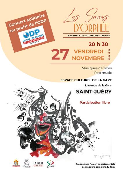 Concert solidaire : Les Saxos d’Orphée au profit de l'Œuvre des Pupilles des Sapeurs-Pompiers