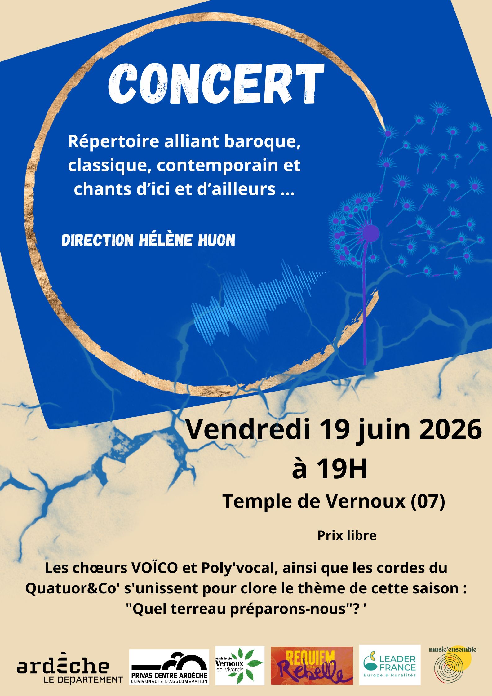 Concert de la chorale "Voïco", de la chorale "Poly'vocal" et du quatuor à cordes "Quatuor&Co'"