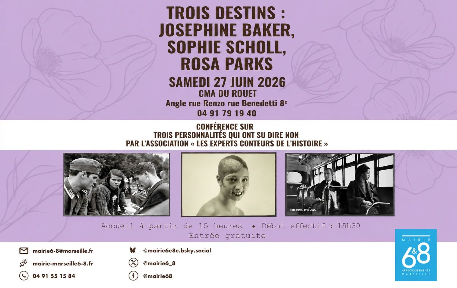 Conférence contée consacrée à trois figures féminines majeures du XXe siècle