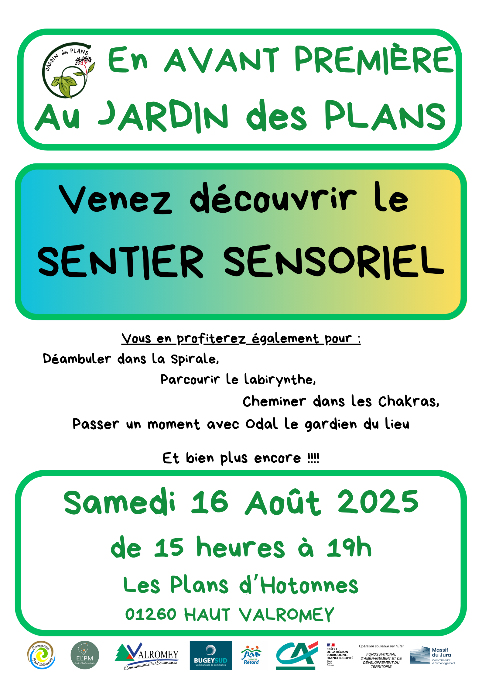 Visite du sentier sensoriel - Jardins des Plans