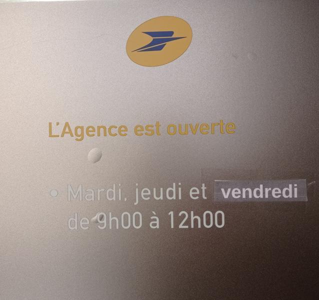 Horaires agence postale Horaires agence postale