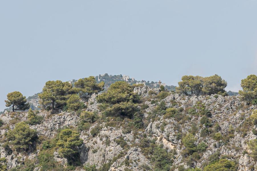 Vue du Chateauneuf Villevieille Gîte Luna Estella Gîtes de France Alpes-Maritimes à Tourrette Levens