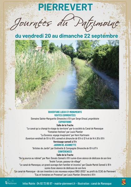 Journées Européennes du Patrimoine à Pierrevert Du 20 au 22 sept 2024