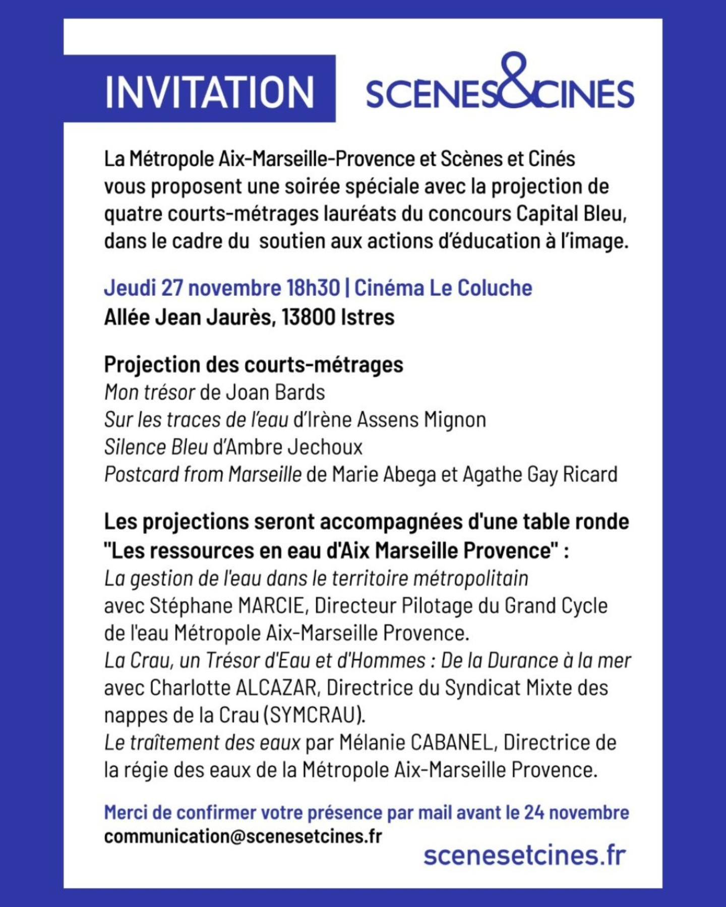 Soirée de projection des courts métrages , lauréats du concours Capital Bleu