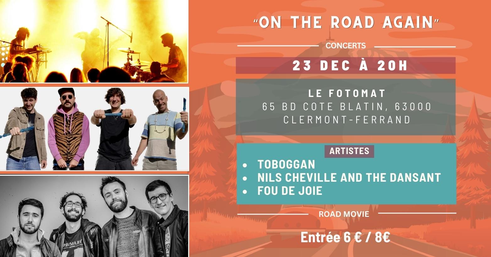 Festival Road Movie : Concerts avec Toboggan / Nils Cheville and The Dansant / Fou de Joie