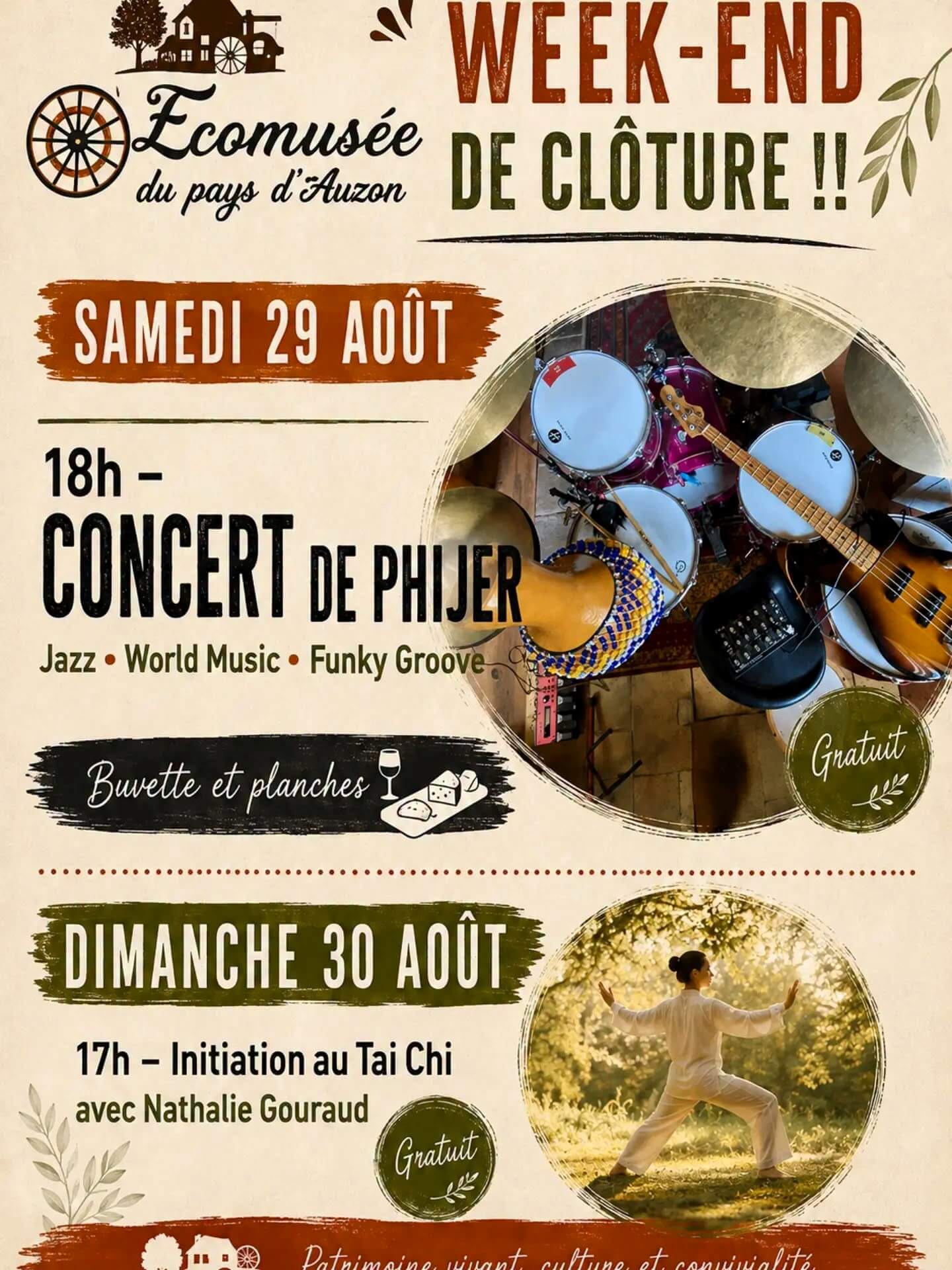 Programme ecomus'été - Programme de clôture à Auzon — du 29 août au 30 août 2026