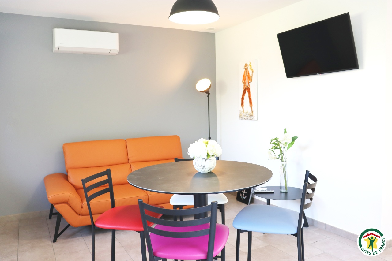 Pièce à vivre : salle à manger, cuisine ouverte et salon