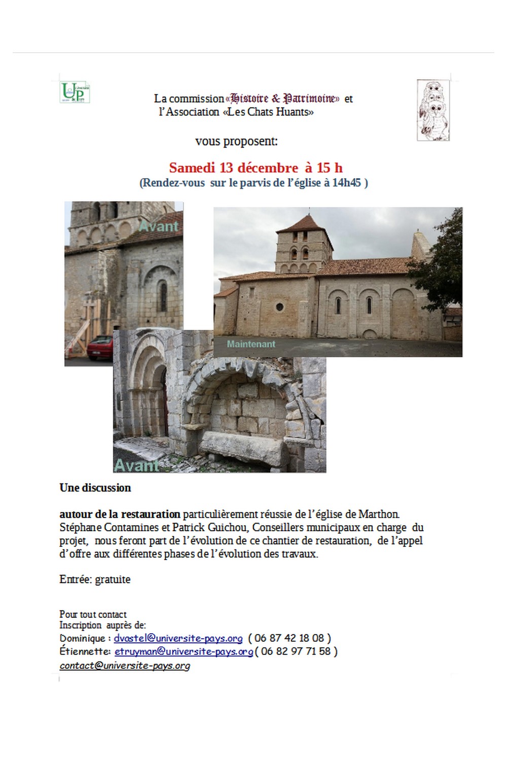 visite de l'église de Marthon