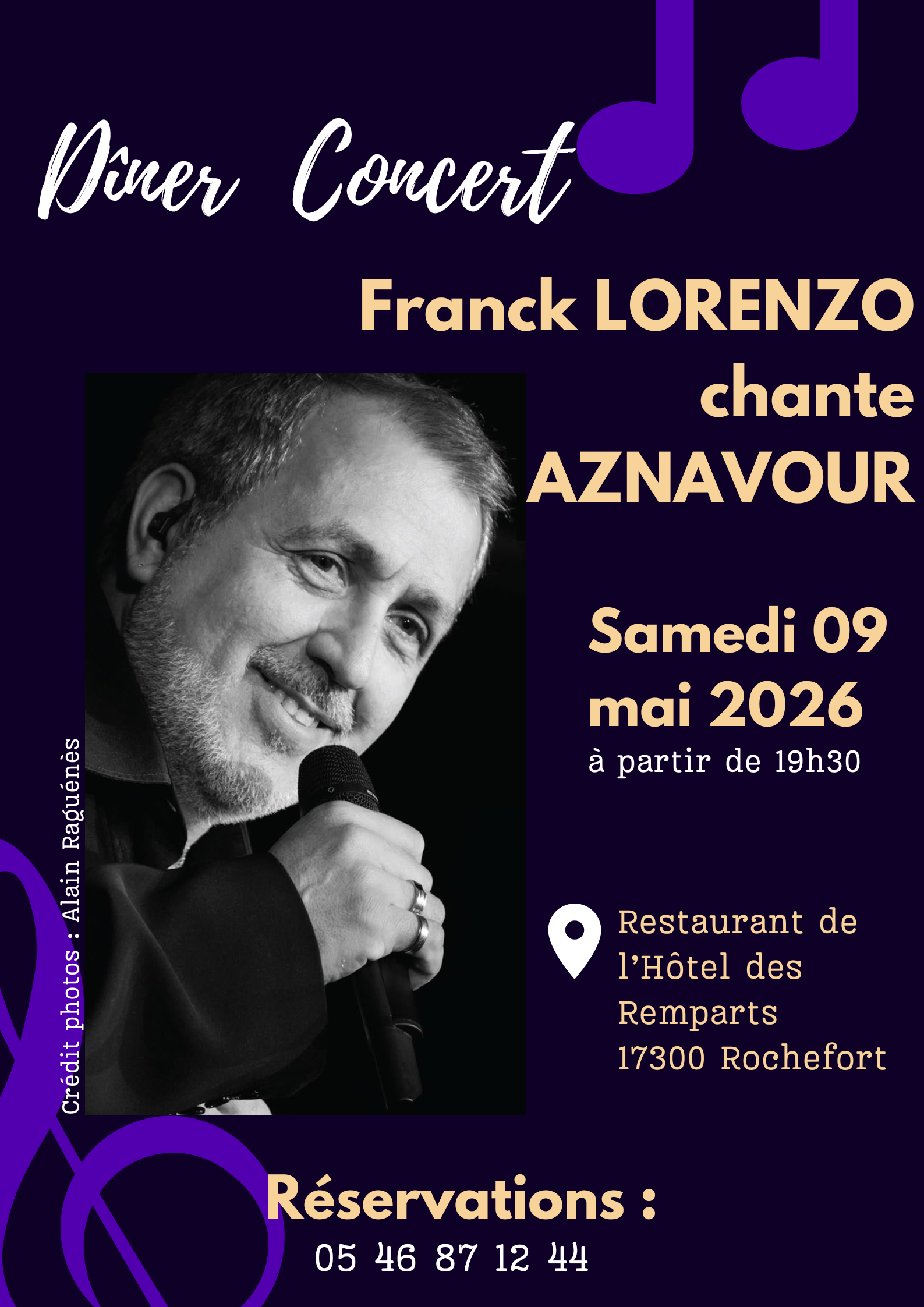 Dîner concert spécial Charles Aznavour avec Franck LORENZO
