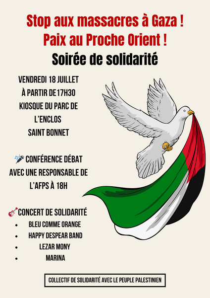 Soirée de solidarité avec le peuple Palestinien - © Soirée de solidarité avec le peuple Palestinien Soirée de solidarité avec le peuple Palestinien - © Soirée de solidarité avec le peuple Palestinien