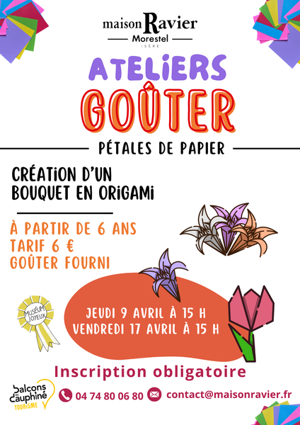 Les ateliers goûter à la Maison Ravier : pétales de papier_Morestel