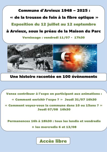 affiche - © Olivier Goehrs Exposition Commune d’Arvieux 1948 – 2025 : de la trousse de foin à la fibre optique_Arvieux - © Olivier Goehrs