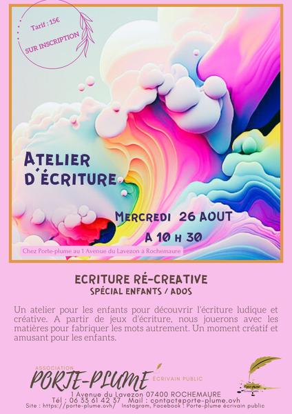 Atelier décriture enfants août
