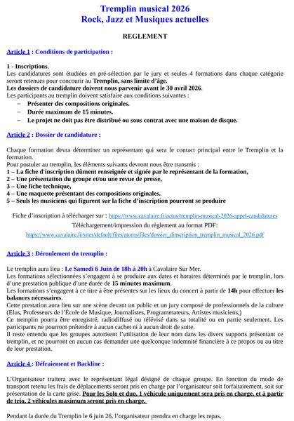 Appel à candidature : 5ème Tremplin musical_Cavalaire-sur-Mer