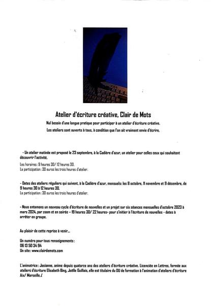 Clair de Mots - Ateliers - Josianne Maudet