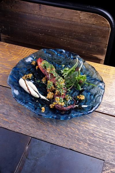 Poulpes grillé vinaigrette légumes