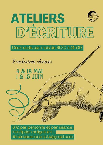 Affiche de l'atelier d'écriture
