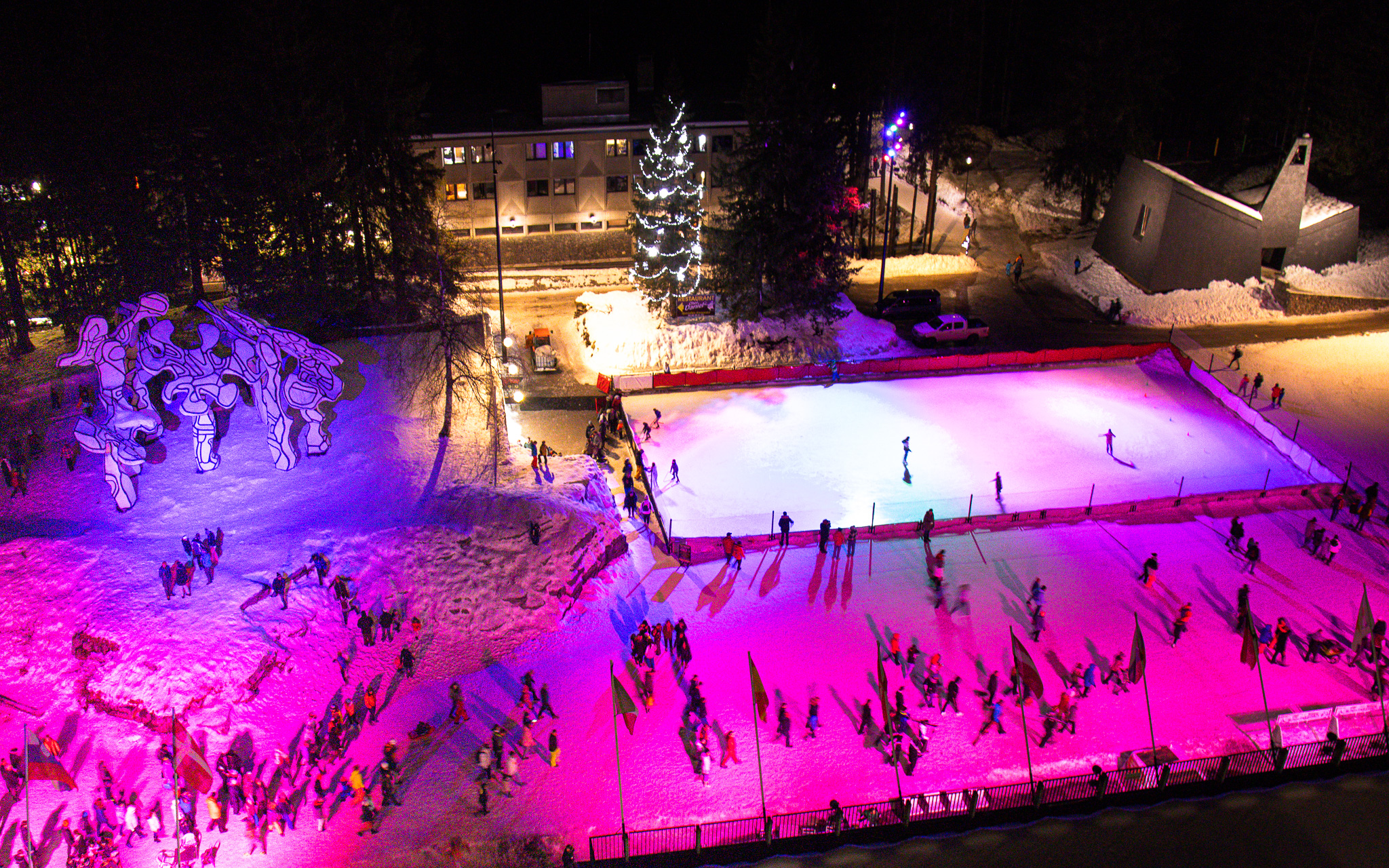 The ice rink at dusk