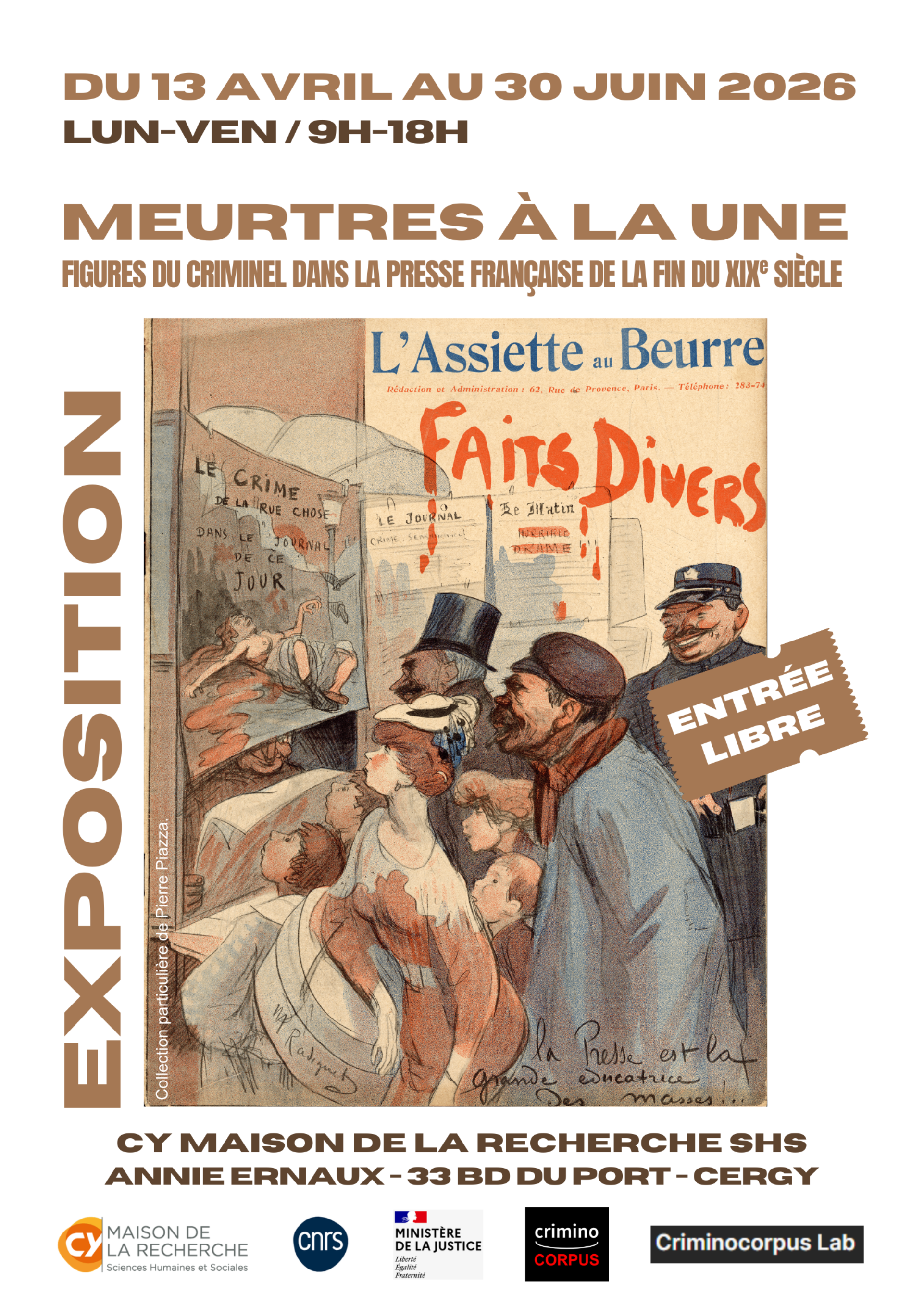Exposition Meurtres à la une : figures du criminel dans la presse française de la fin du XIXe siècle