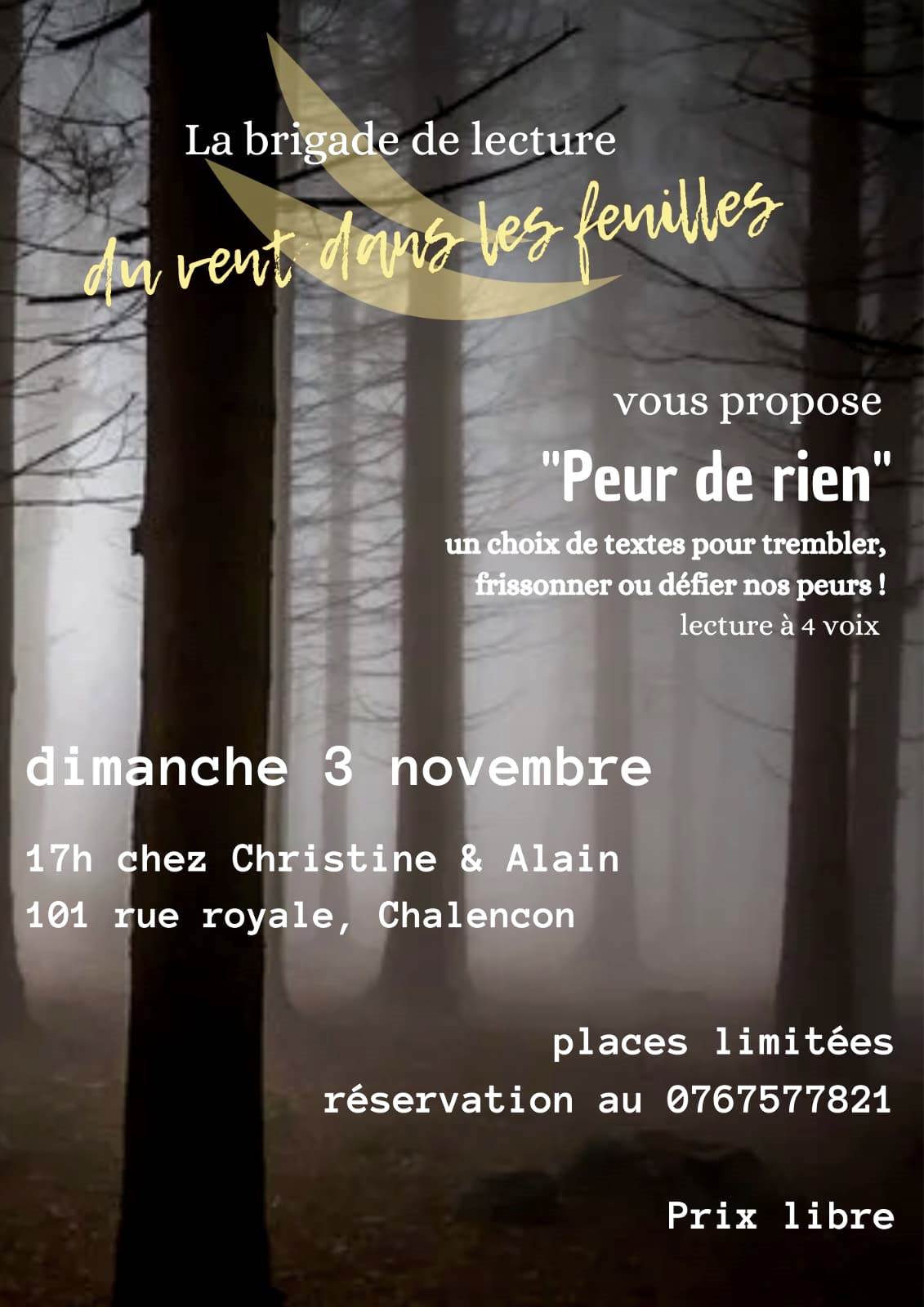 Events…Put it in your diary : Lecture publique Peur de rien