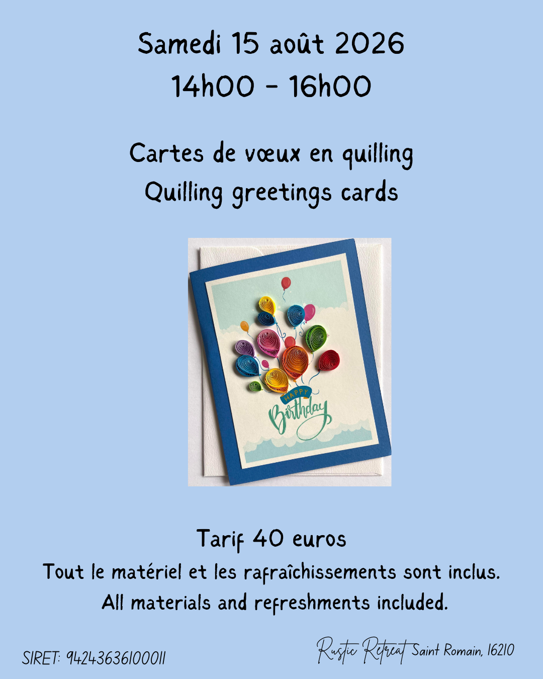 Atelier de cartes de vœux en quilling